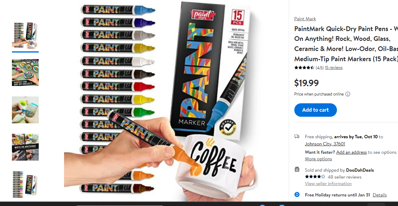 15 Pack of PaintMark QuickDry Paint Pens Write On Anything! Rock